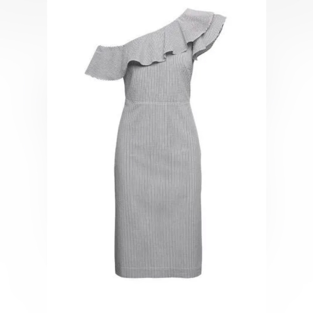 Banana Republic Seersucker One-shoulder Dress